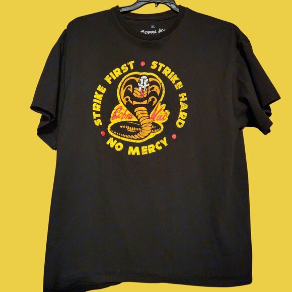 Cobra Kai Strike First Strike Hard No Mercy Graphic Tee Black XL Cotton - Picture 2 of 3
